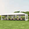 Tente De Reception 3x9x2,5m (h X I X L) Blanc Toile Impermeable Structure En Acier Galvanise Tonnelle Barnum 6 Fenetres 2 Portes Avec Zip