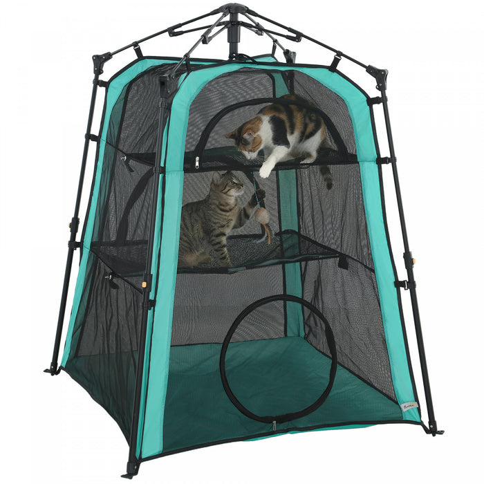 Tente pour Chat, Tente Portable a 3 Niveaux pour Utilisation Interieure et Exterieure