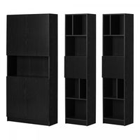  Liora Ensemble Bibliotheque Et 2 Bibliotheques Etroites 5 Tablettes - Chene Noir