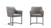 Fauteuil moderne en metal et cuir vegetalien Serena en taupe - Lot de 2