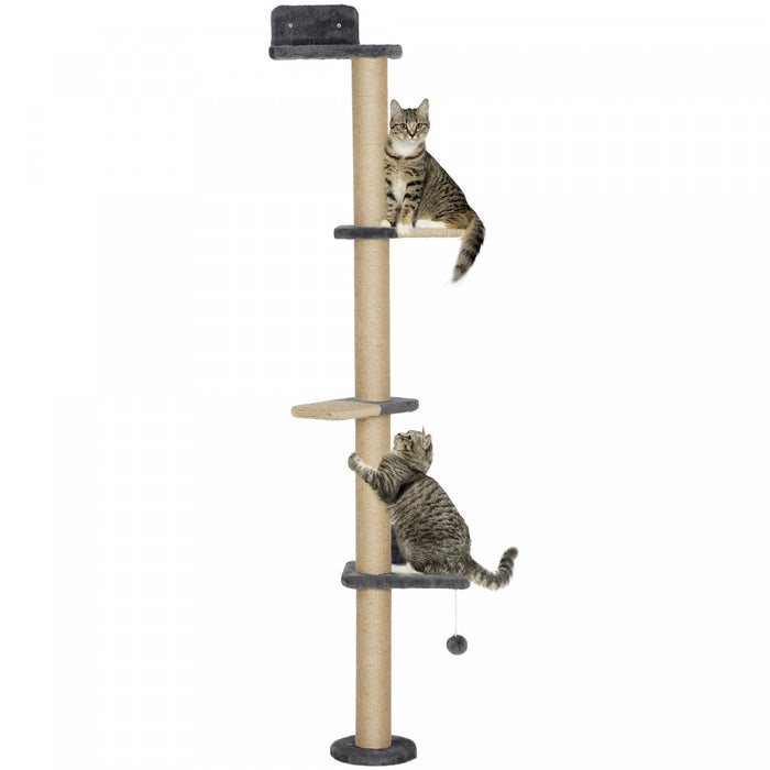 Wall Mounted Cat Shelves With Perch For Playing, Dark Grey