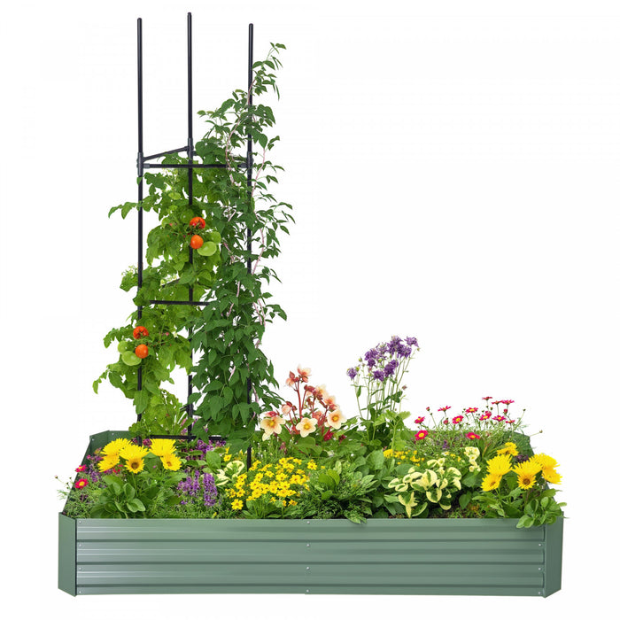 Outsunny Lit de jardin sureleve avec 2 cages a tomates en treillis, noir
