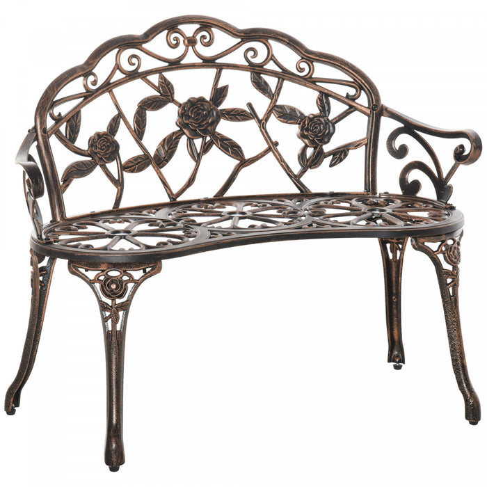Banc De Jardin Exterieur Outsunny 40\" Pour Jardin, Porche, Balcon, Bronze