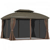 Outsunnytonnelle A Toit Rigide En Metal De 10' X 12' Avec Rideaux, Cafe