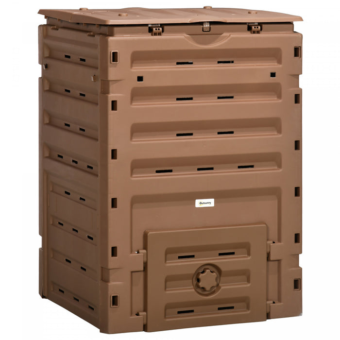 Outsunny Poubelle A Compost De 120 Gallons, Avec 80 Aerations, Marron