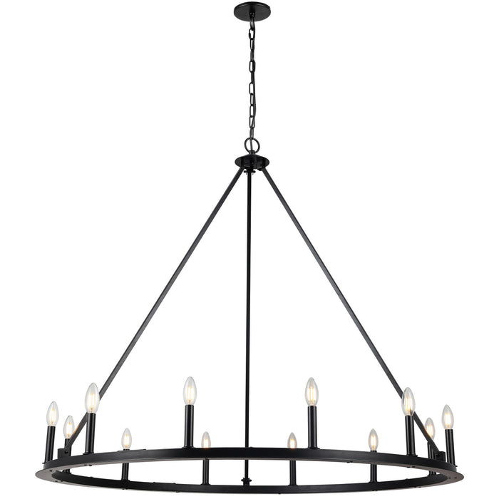Lustre Colby de Dainolite avec fini noir mat et 12 ampoules