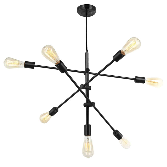 Luminaire suspendu réglable Alexa de Dainolite avec fini noir mat et 7 ampoules