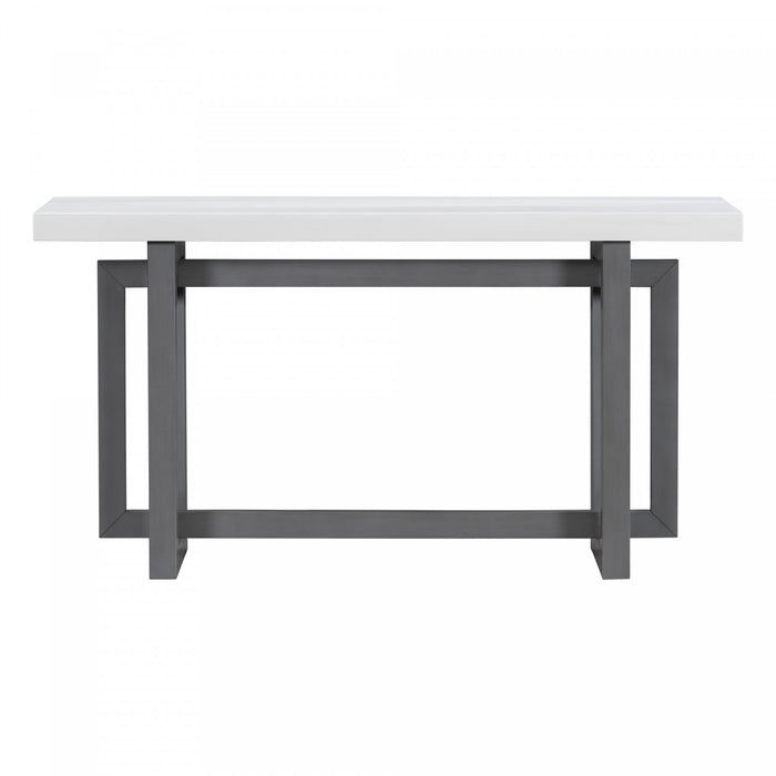 Table d'entree peinte Ethan 59,1'' avec design rectangulaire triple et pieds en bois de pin, blanche