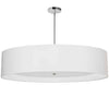 Luminaire suspendu Helena de Dainolite de 40 po de diamètre avec abat-jour blanc qui diffuse la lumière, fini chromé poli et 6 ampoules