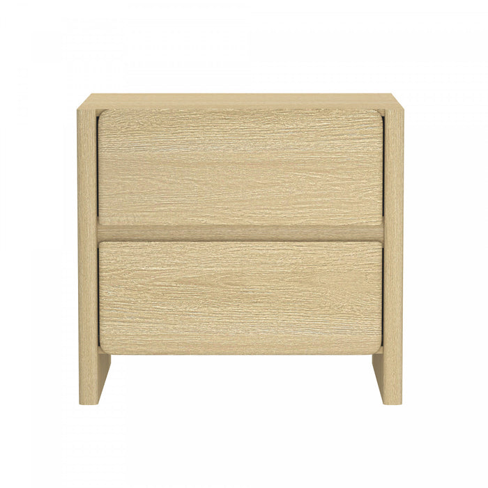 Table de nuit moderne Linda 24\" en chene naturel (2 tiroirs)