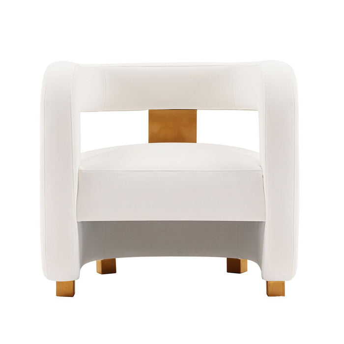 Fauteuil d’appoint moderne Amirah de Manhattan Comfort en velours - blanc