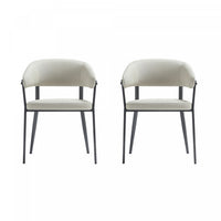 Chaise de salle a manger moderne en metal et tissu Belle, couleur flocon d’avoine - Lot de 2