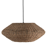Petit luminaire suspendu Pourel de Dainolite avec abat-jour naturel, fini noir mat et 3 ampoules
