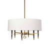 Lustre Langford de Dainolite avec abat-jour blanc, fini bronze rétro et 6 ampoules
