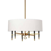 Lustre Langford de Dainolite avec abat-jour blanc, fini bronze rétro et 6 ampoules