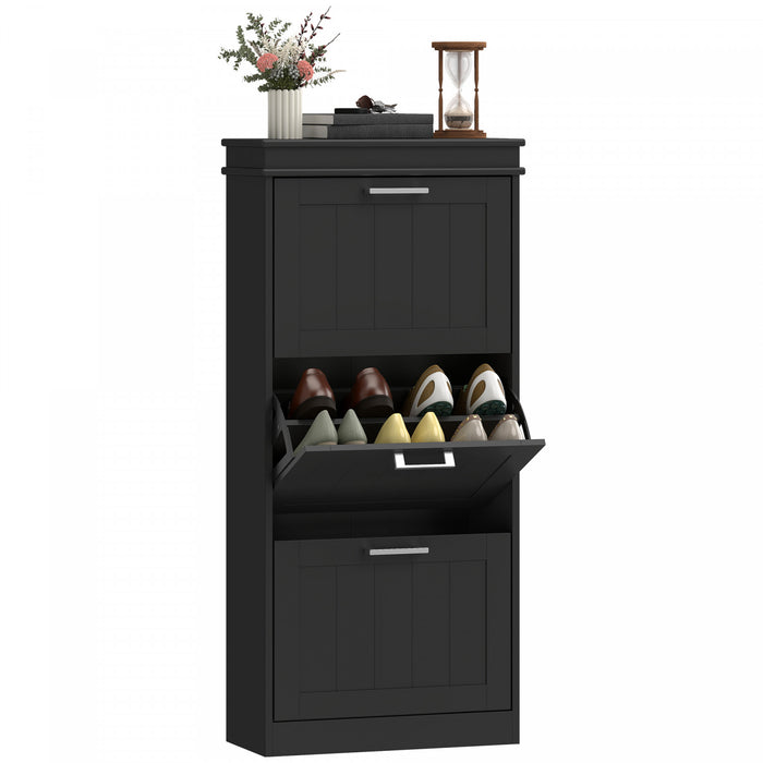 HOMCOM Armoire a chaussures avec tiroirs rabattables et etagere reglable