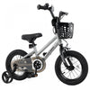 Costway 12\" Velo Pour Enfants Avec Roues D'entrainement Guidon Reglable Et Frein A Main De Siege Argent