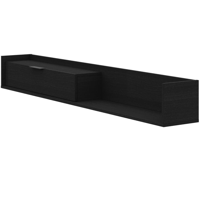 Meuble pour téléviseur mural mince Nordika de 72 po avec armoire de rangement - noir