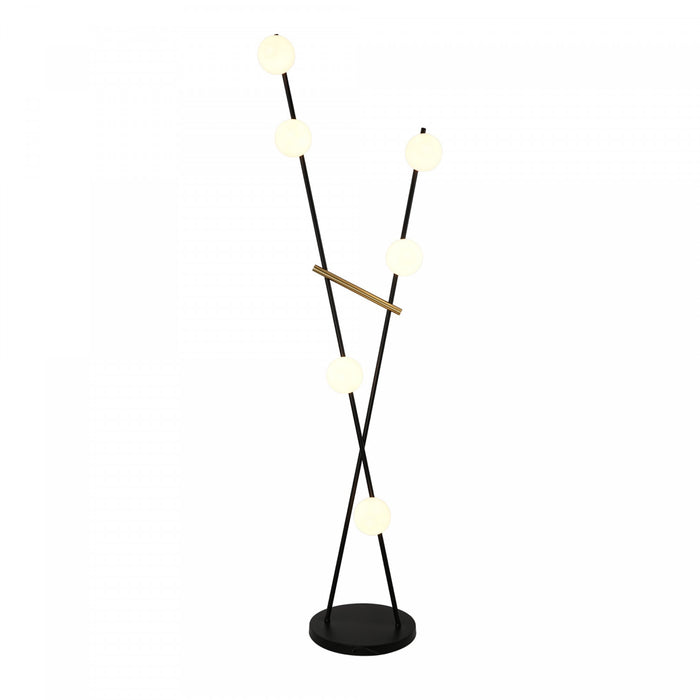 Lampadaire Sur Pied Cortina A 6 lampes, Noir, Laiton Brosse