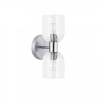 Applique murale Vienna de Dainolite en verre côtelé transparent, fini chromé poli et 2 ampoules incandescentes