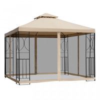 Outsunny 10x10ft Patio Gazebo Exterieur Double Top Pavillon Auvent Jardin Evenement Fete Tente Abri