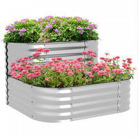 Outsunny Kit De Jardiniere Surelevee A 2 Niveaux, 3.4x3.4x1pi Jardiniere D'exterieur Galvanisee Avec
