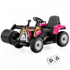 Costway Enfants Rouler Sur Route Rouleau 12v Tracteur Electrique A Distance W / Musique & Led Rose Clair
