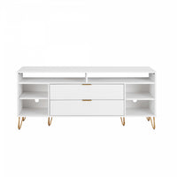 Meuble TV moderne Dumbo 160 cm a rainures, blanc