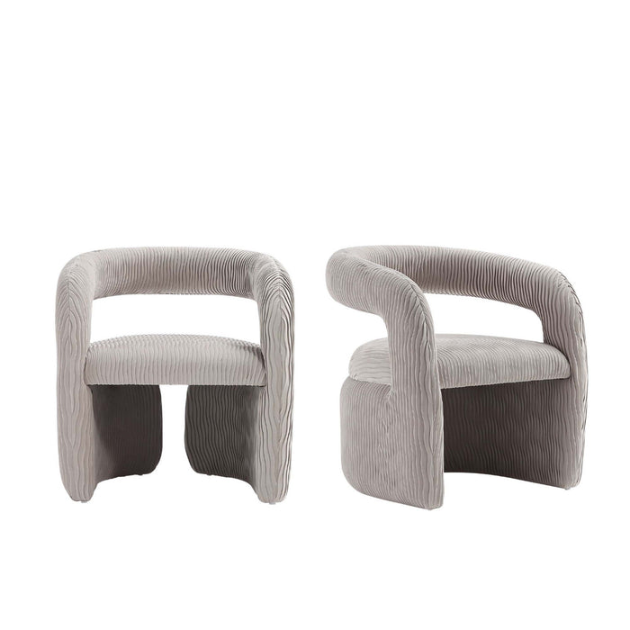 Fauteuil lounge Corvette style milieu du siecle en velours coloris colombe - Lot de 2
