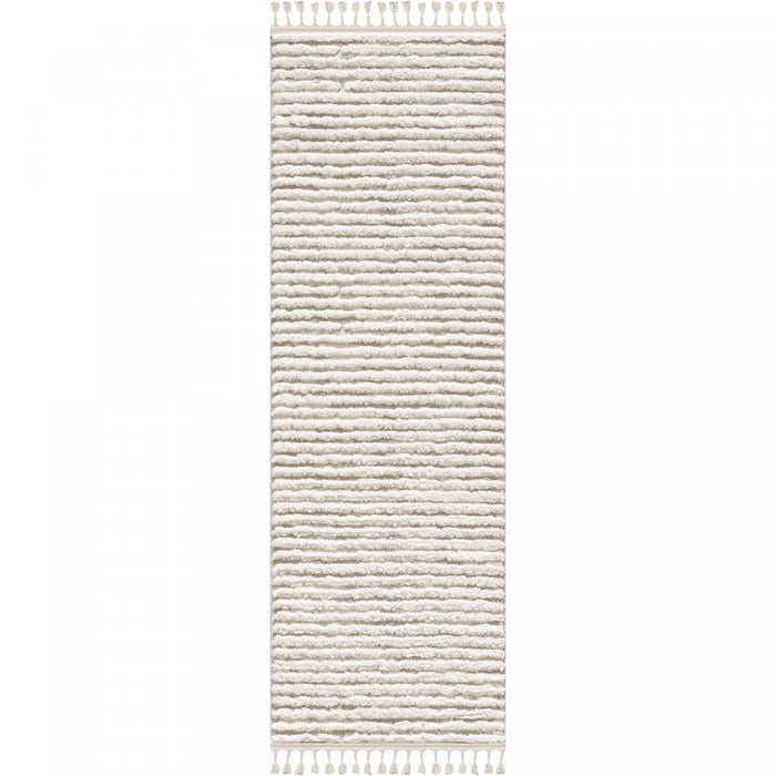 Carpette à poil long Quinto beige à motif de vagues - 2 pi 7 po x 8 pi 