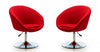 Fauteuil lounge pivotant moderne Hopper en tissu rouge - Lot de 2