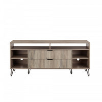Meuble TV Dumbo Modern 160 cm a rainures, finition gris rustique