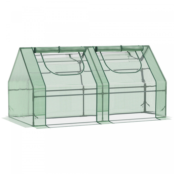 Outsunny Mini Serre 6' X 3' X 3' Avec 2 Couvertures Pe/plastique Vert Fonce