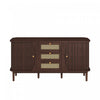 James 55.3\" Cabinet Moderne Minimaliste en Bois avec Portes Coulissantes et Etageres Ajustables, Marron Fonce