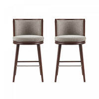  Tabouret de bar moderne en bois et tissu Evalyn, coloris colombe - Lot de 2