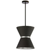 Luminaire suspendu Caterine de Dainolite de 12 po de diamètre, avec abat-jour noir, anneau argenté, fini noir mat et 1 ampoule