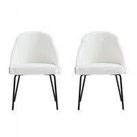Chaise de salle a manger moderne Gracie en cuir vegetalien et metal, blanc et noir - Lot de 2