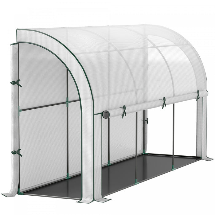 Outsunny serre adossee avec bache PE, jardinage, blanc