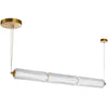 Luminaire suspendu horizontal Ramona de Dainolite en verre cannelé transparent, avec fini laiton vieilli et ampoule à DEL de 30 W