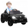 Qaba Voiture Electrique Pour Enfants 12 V, Volkswagen Beetle, Voiture Pour Enfants Alimentee Par Batterie Avec Telecommande, 4 Roues A Suspension A Ressort, Musique, Klaxon, Noir