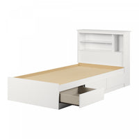  Vito Ensemble Lit Matelot Avec Tete De Lit Bibliotheque - Blanc Solide