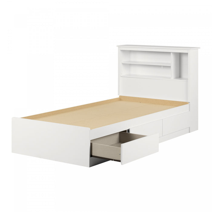 Vito Ensemble Lit Matelot Avec Tete De Lit Bibliotheque - Blanc Solide