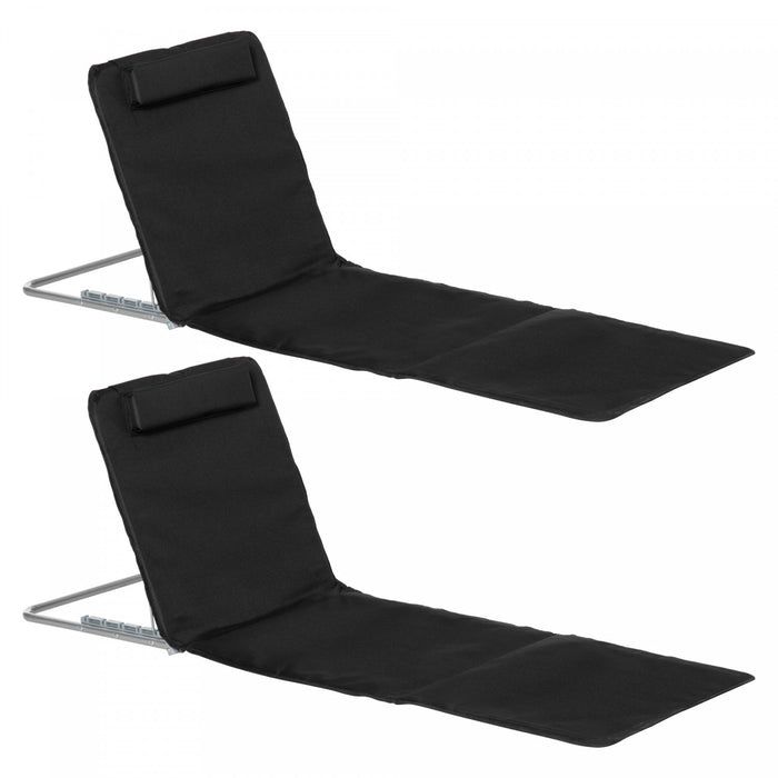 Outsunny 2 Pcs Chaise Longue Pliante Chaise Longue Avec Oreiller, Noir