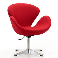 Chaise pivotante réglable Raspberry de Manhattan Comfort en chrome poli et en mélange de laine - rouge