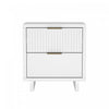 Table de nuit contemporaine Elara 18\" en bois massif blanc (2 tiroirs)