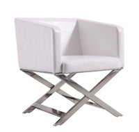 Fauteuil d’appoint de détente Hollywood de Manhattan Comfort en chrome poli et en similicuir - blanc