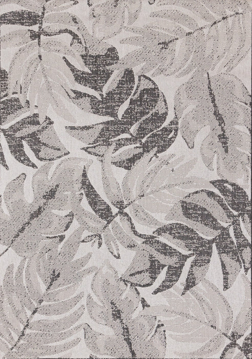 Tapis Jackson a feuilles botaniques gris et blanc, 7'10\" x 10'6\"