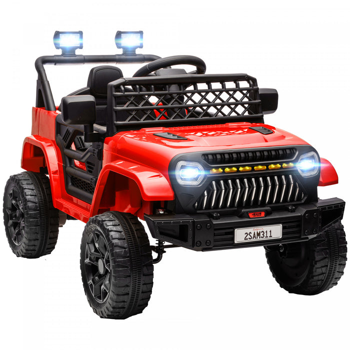 Qaba Voiture Electrique 12 V Alimente Par Batterie Pour Enfants Avec Telecommande, Suspension A Ressort, 3 Vitesses, Klaxon Musical Usb, Phares Led, Rouge
