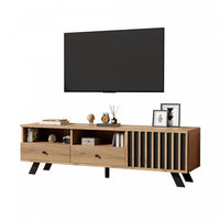  Lucas meuble TV – meuble avec tiroirs de rangement et etageres ouvertes, finition naturelle