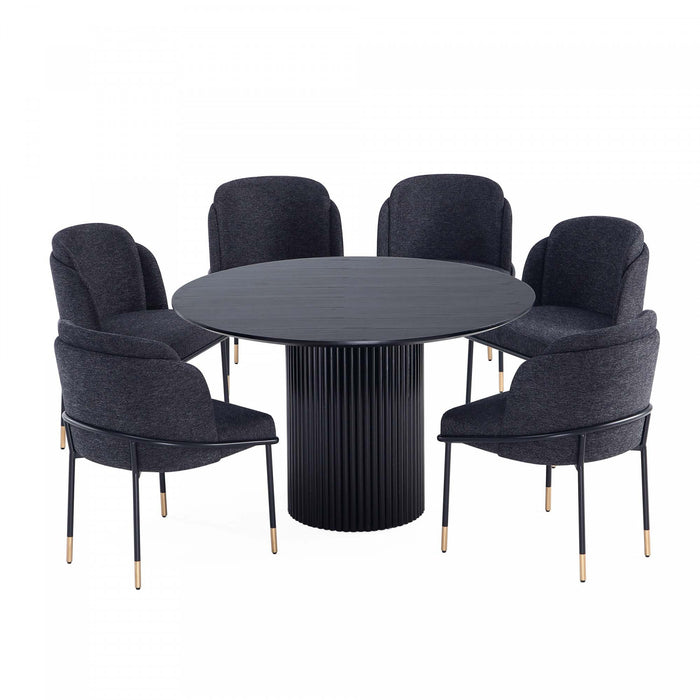 Ensemble de salle a manger moderne industriel chic Flor et Hathaway 7 pieces en noir